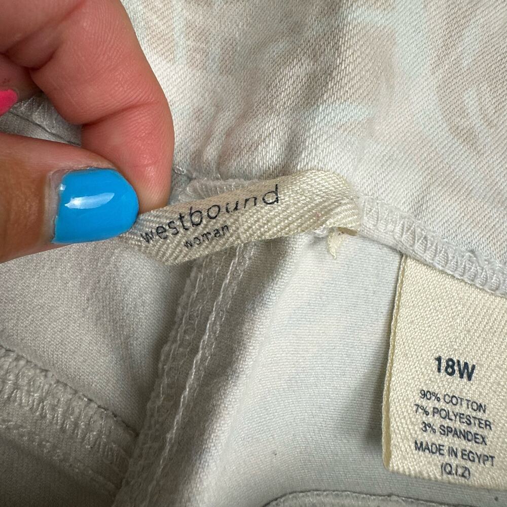 Westbound Tropical Leaf Printed Pants Sz 18W Cotton Blend Stretch Coastal Resort - Picture 5 of 9